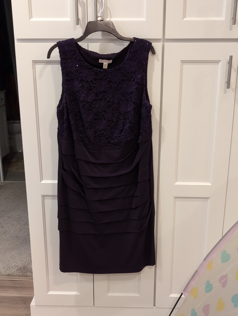 Embellished Sleeveless Midi Dress in Deep Plum
